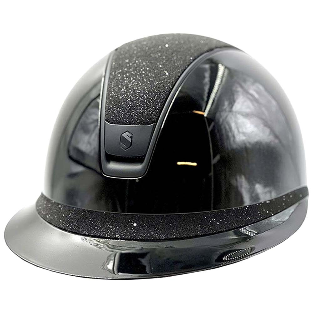 Paardrijcap Miss Shield 2.0 Glossy Crystal Fabric Matt Trim Zwart