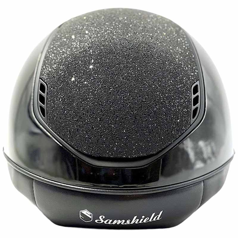 Paardrijcap Miss Shield 2.0 Glossy Crystal Fabric Matt Trim Zwart
