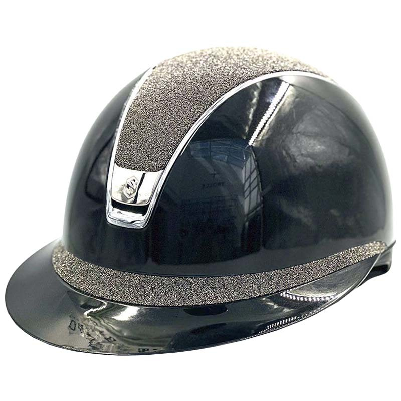 Paardrijcap Miss Shield 2.0 Glossy Chrome Crystal Fabric Metal Eclipse Zwart