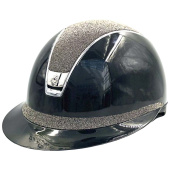 Paardrijcap Miss Shield 2.0 Glossy Chrome Crystal Fabric Metal Eclipse Zwart Paardrijcap Miss Shield 2.0 Glossy Chrome Crystal Fabric Metal Eclipse Zwart