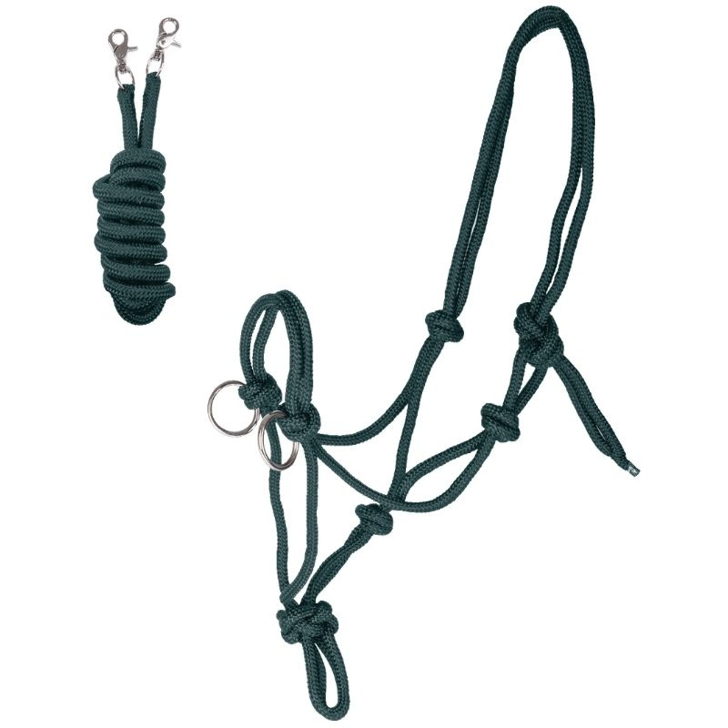 Touwhalster met teugels Knotted Groen