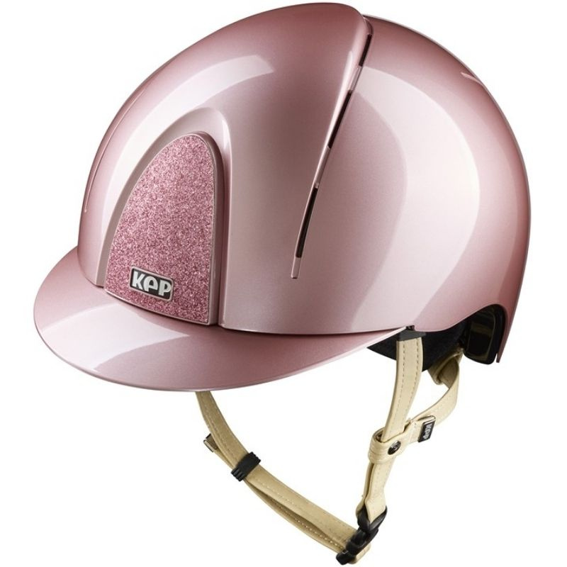 Paardrijcap Smart Nova Metal Polish Star Cream Strap Roze/Roze