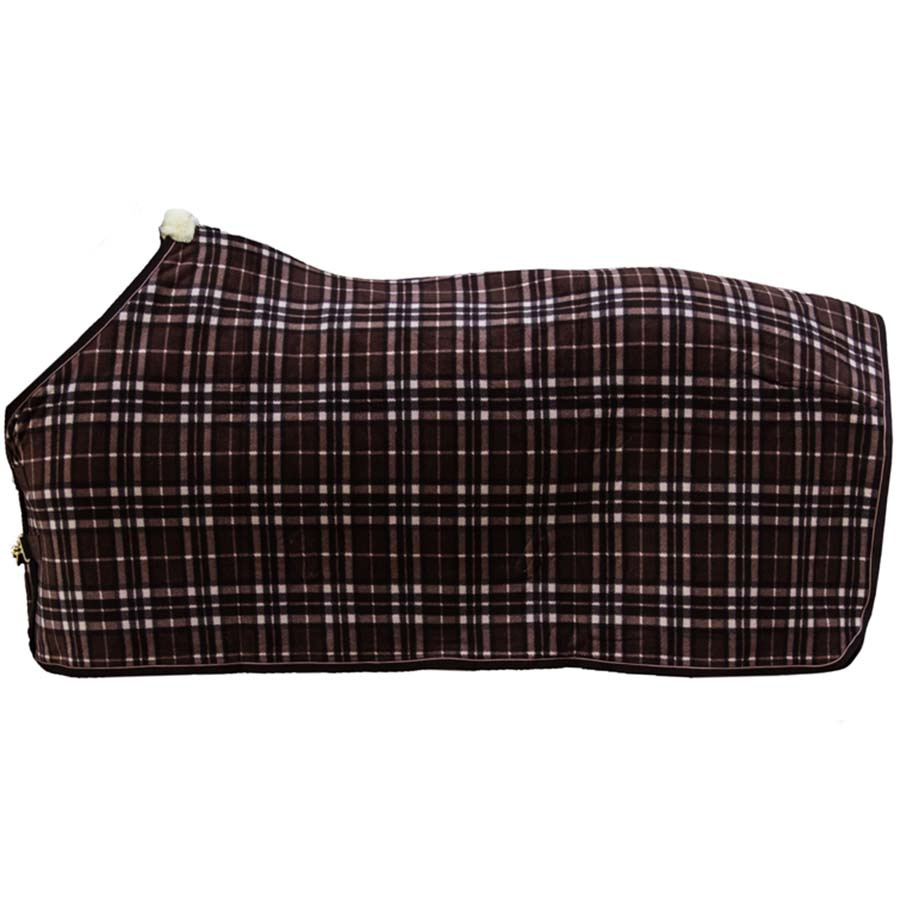 Fleecedeke Heavy Check Printing Bruin/Beige
