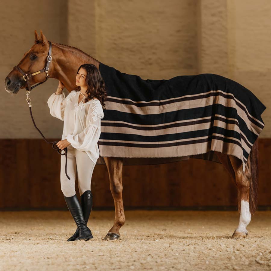 Fleecedeke Heavy Square Stripes Bruin 210x200