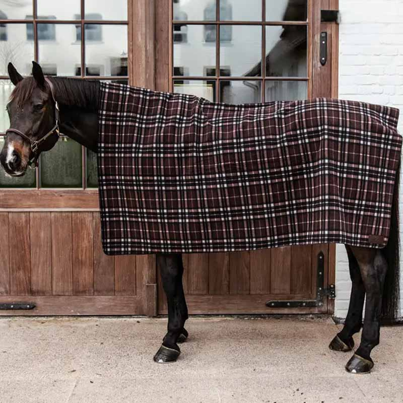 Fleecedeke Heavy Square Check Printing Bruin/Beige 210x200