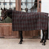 Fleecedeke Heavy Square Check Printing Bruin/Beige 210x200 Fleecedeke Heavy Square Check Printing Bruin/Beige 210x200