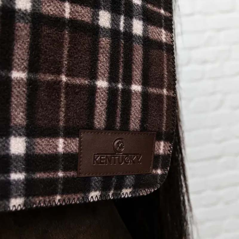 Fleecedeke Heavy Square Check Printing Bruin/Beige 210x200