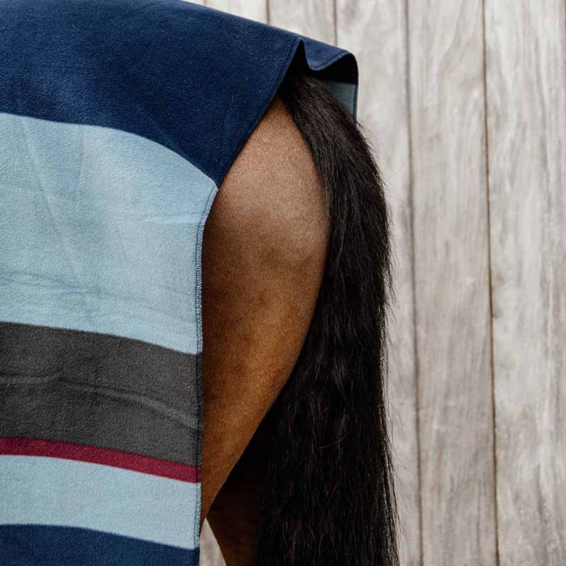 Fleece Deken Heavy Square Stripes Marineblauw