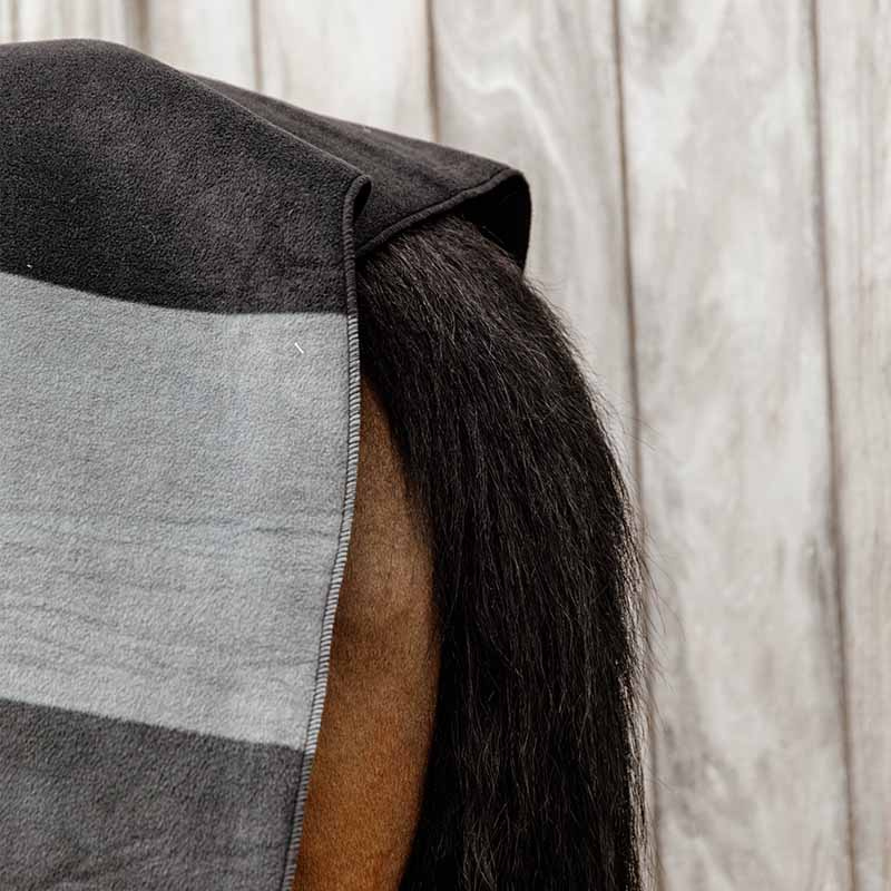 Fleece Deken Heavy Square Stripes Zwart