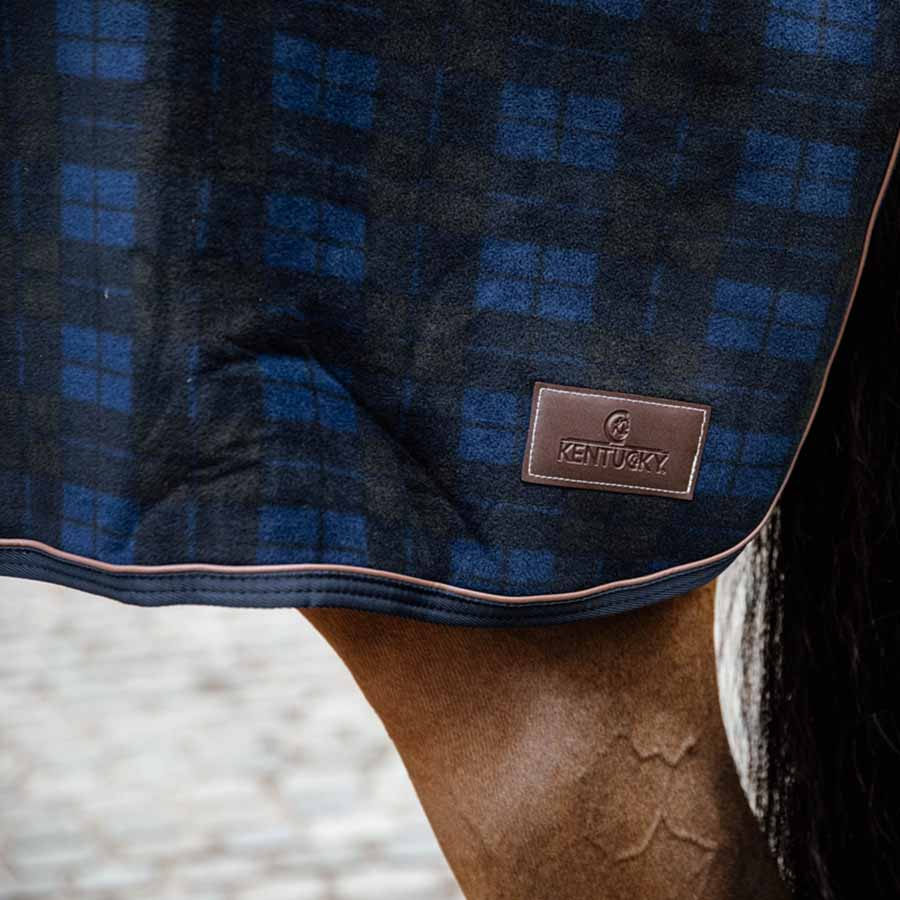 Uitrijdeken Heavy Fleece Check Printing Marineblauw/Zwart