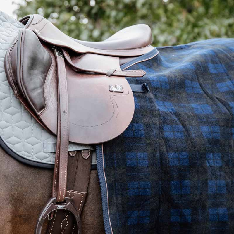 Uitrijdeken Heavy Fleece Check Printing Marineblauw/Zwart
