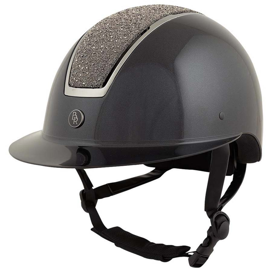 Paardrijcap Omega Glamourous Glossy Zwart/Gunmetal