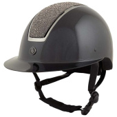 Paardrijcap Omega Glamourous Glossy Zwart/Gunmetal Paardrijcap Omega Glamourous Glossy Zwart/Gunmetal