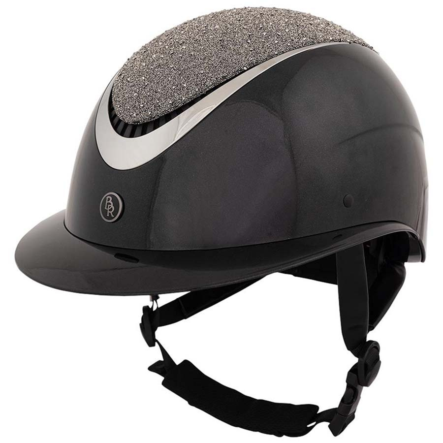 Paardrijcap Theta Glamourous Glossy Zwart/Gunmetal