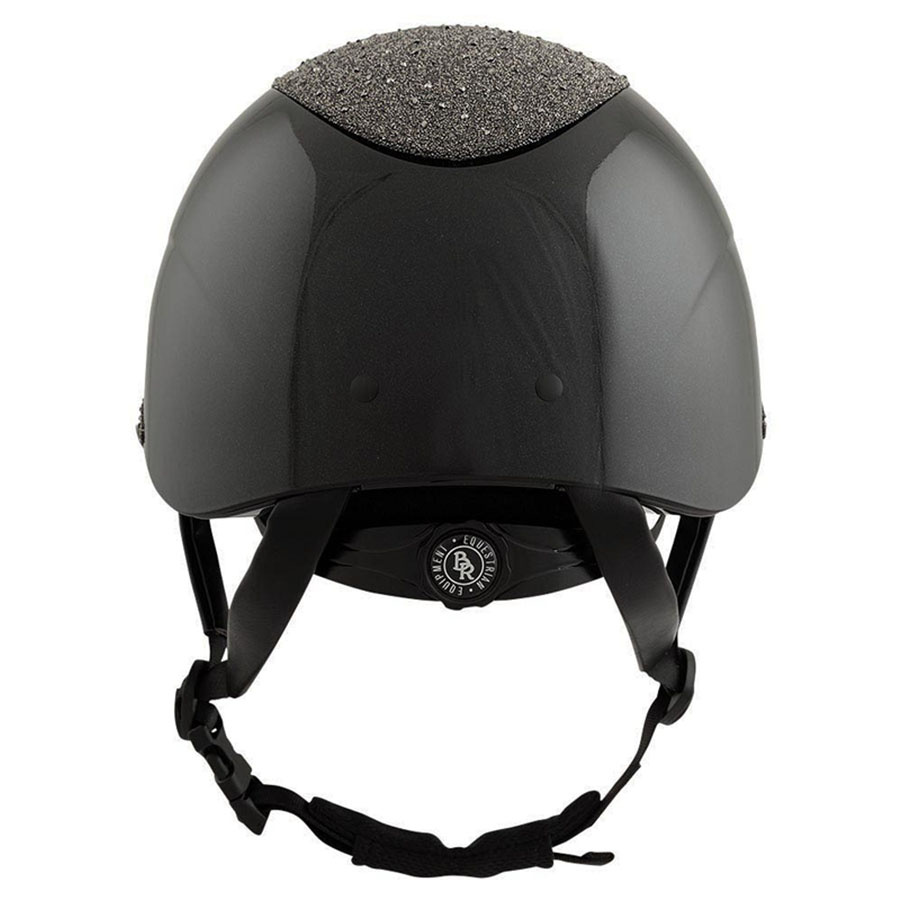 Paardrijcap Theta Plus Dazzling Glamourous Glossy Zwart/Gunmetal