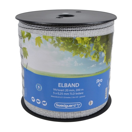Elektrisch lint 20mm Wit/Zwart 200m