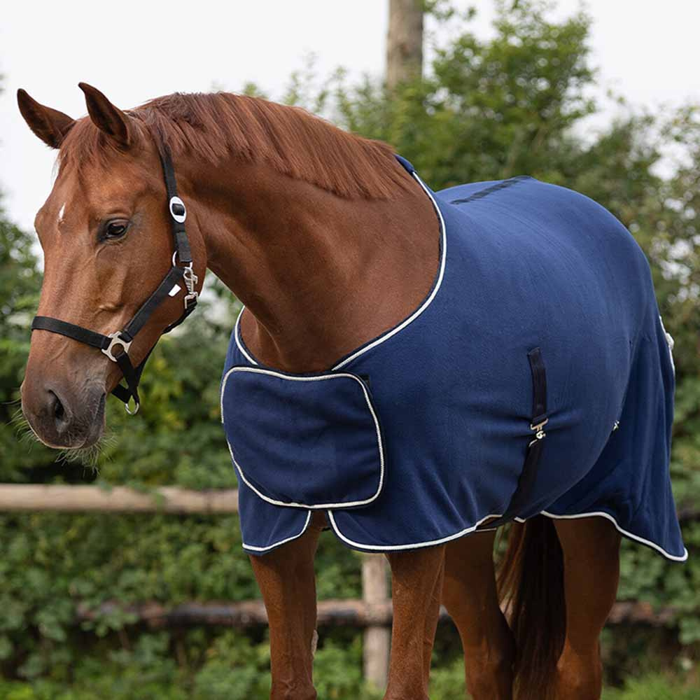Fleece deken Ornament Marineblauw/Zilver