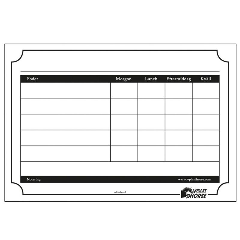 Voerschema-bord 20x29cm Wit
