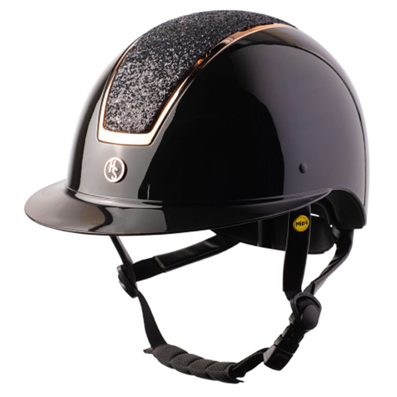 Paardrijcap HS MIPS Vision Chrome Zwart/Rosegoud