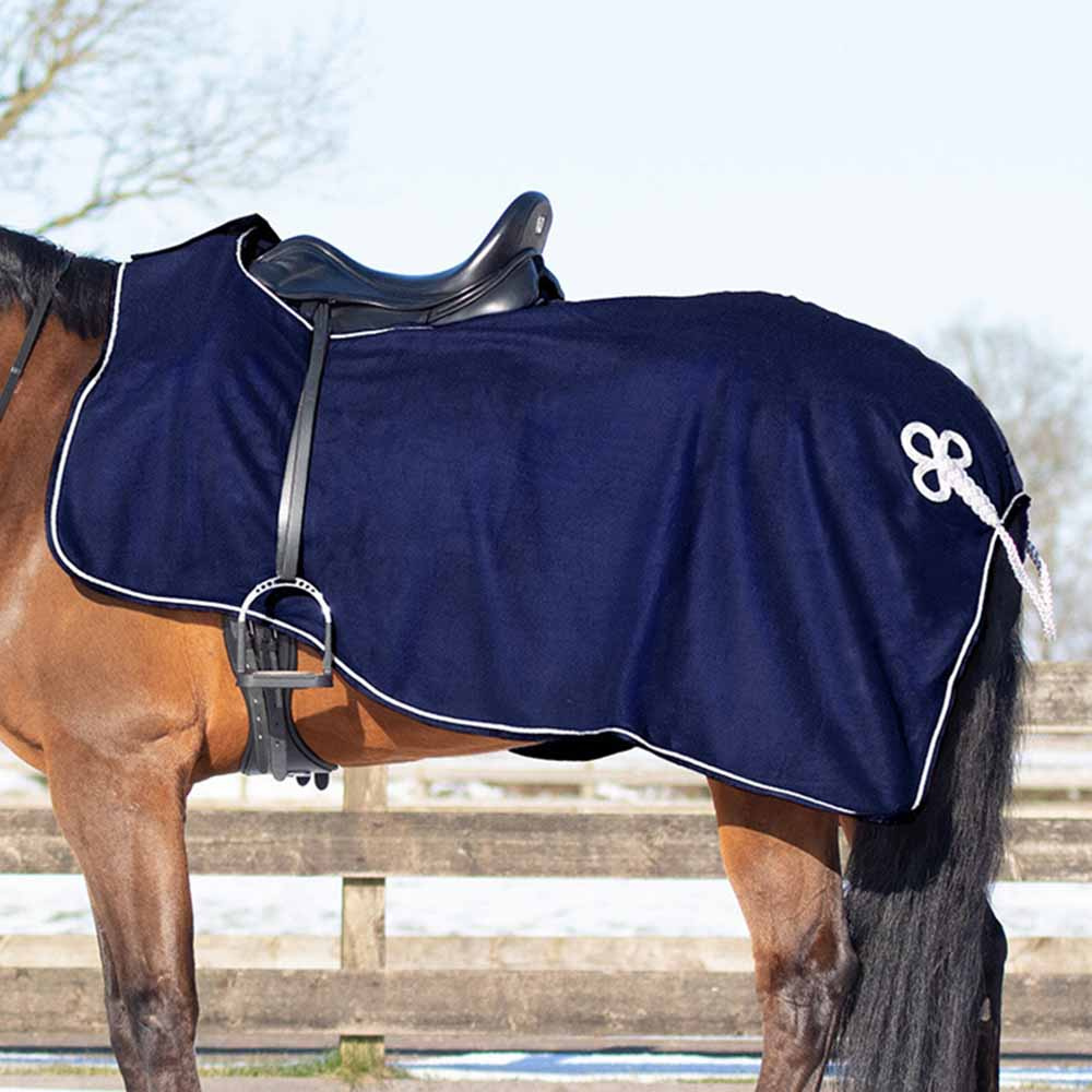 Uitrijdeken Ornament Fleece Marineblauw/Zilver