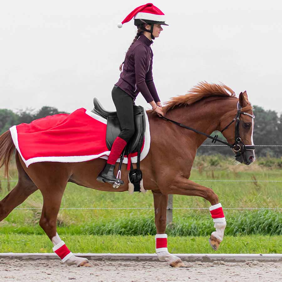 Uitrijdeken Kerst Rood/Wit