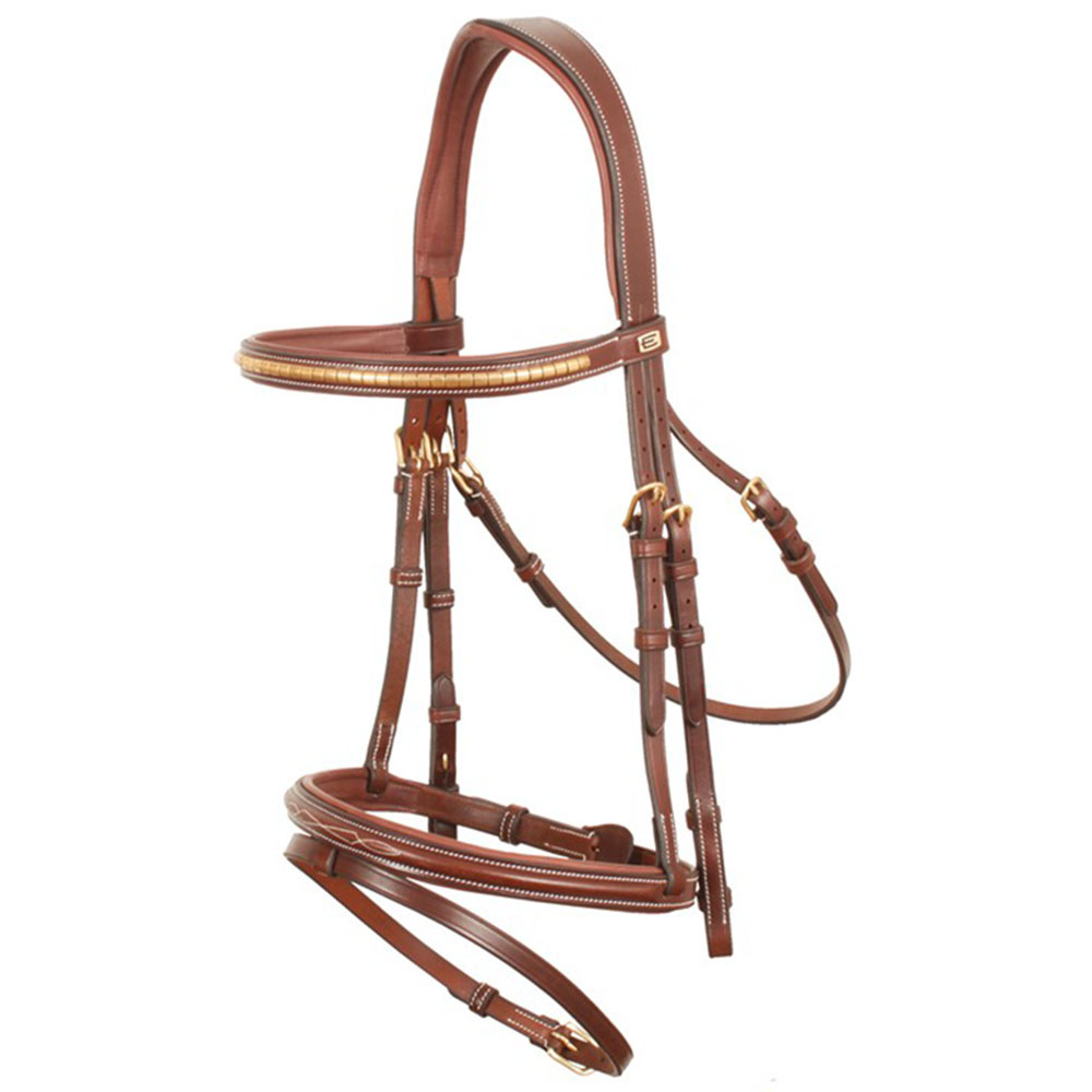 Hoofdstel Thamar E-logo Klinker Bruin/Messing