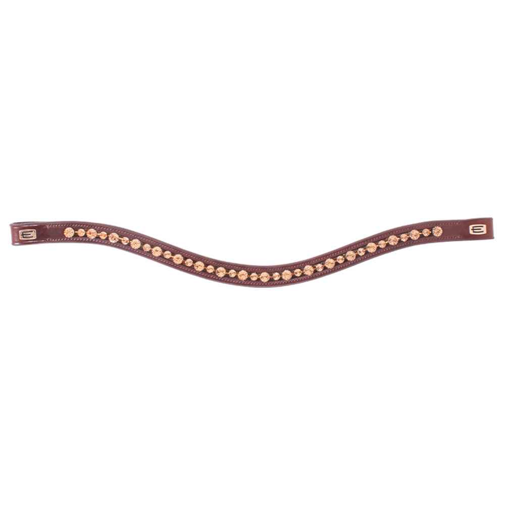 Frontriem E-logo Goud Kristallen Bruin/Messing