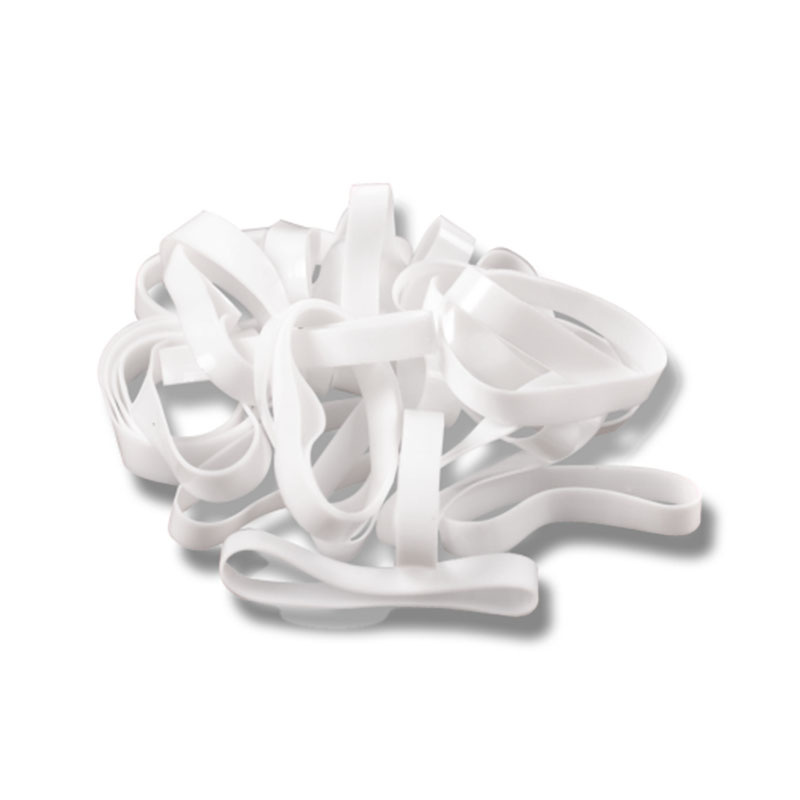 Vlechtelastiek in siliconen/rubber in plastic emmer Wit