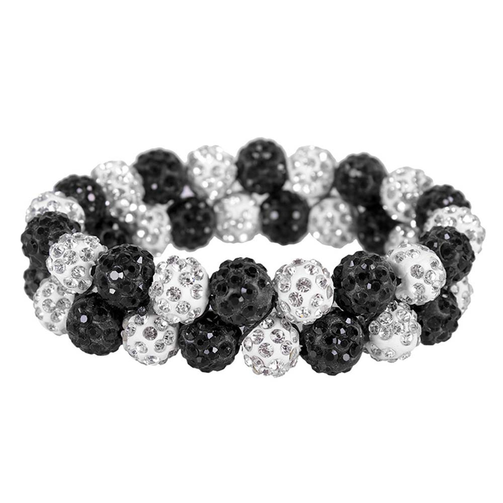 Scrunchie Glans Rhinestone Wit/Zwart