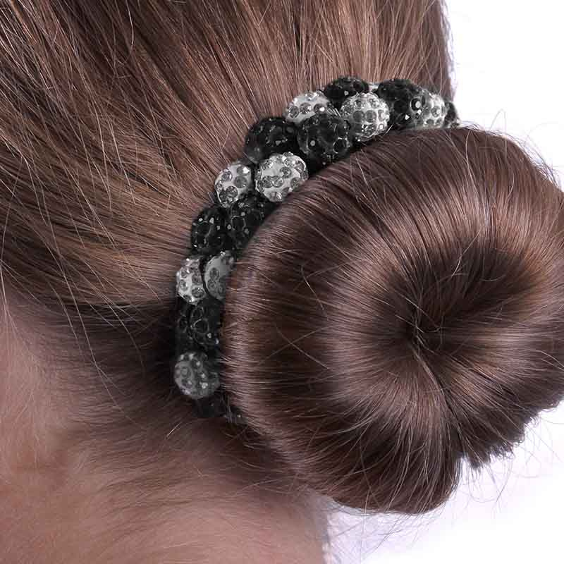 Scrunchie Glans Rhinestone Wit/Zwart