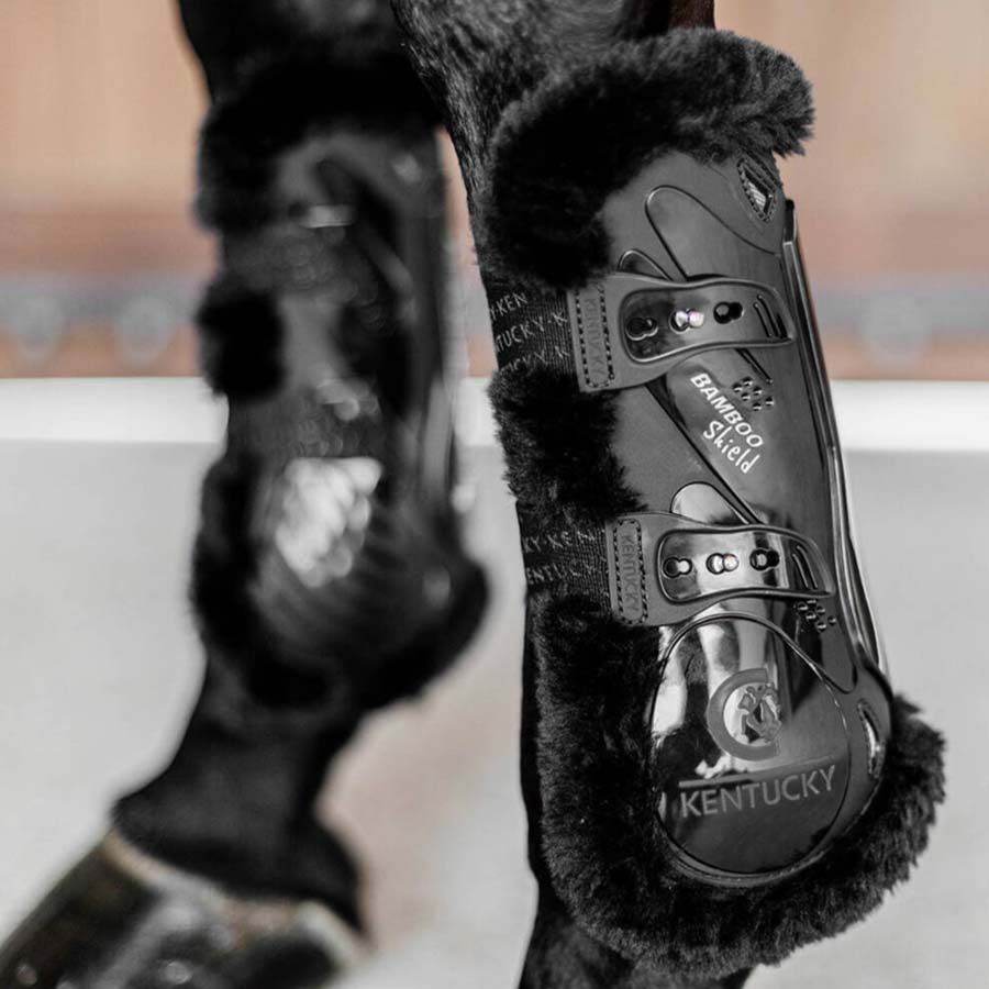 Peesbeschermers Vegan Sheepskin Bamboo Elastic Zwart/Zwart