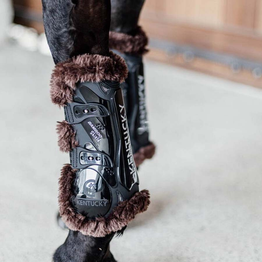 Peesbeschermers Vegan Sheepskin Bamboo Elastic Zwart/Bruin