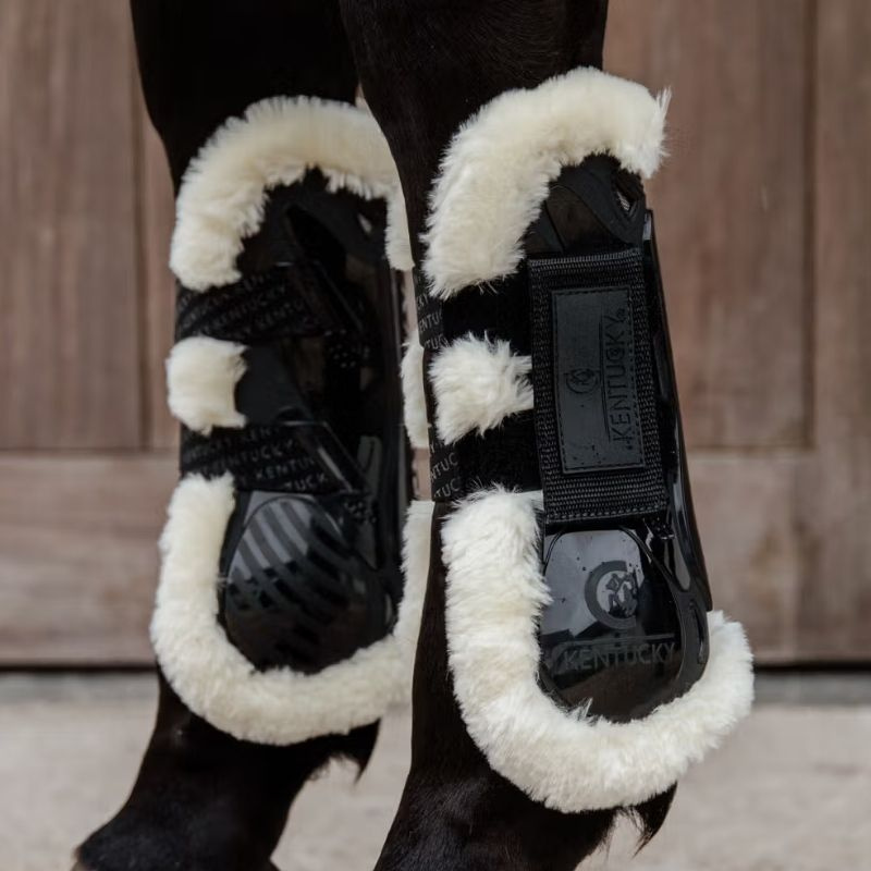 Peesbeschermers Vegan Sheepskin Velcro Zwart