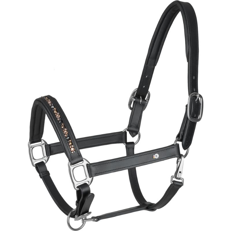 Leren halster Crystal X-Line Zwart