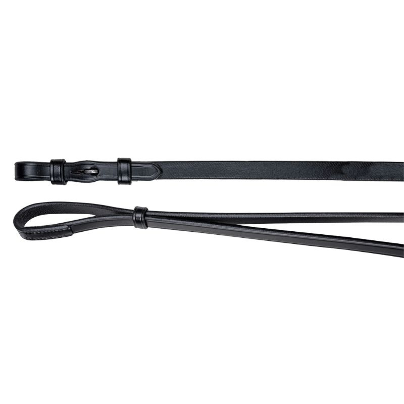Kandareteugels Leather 12mm Hooks Zwart
