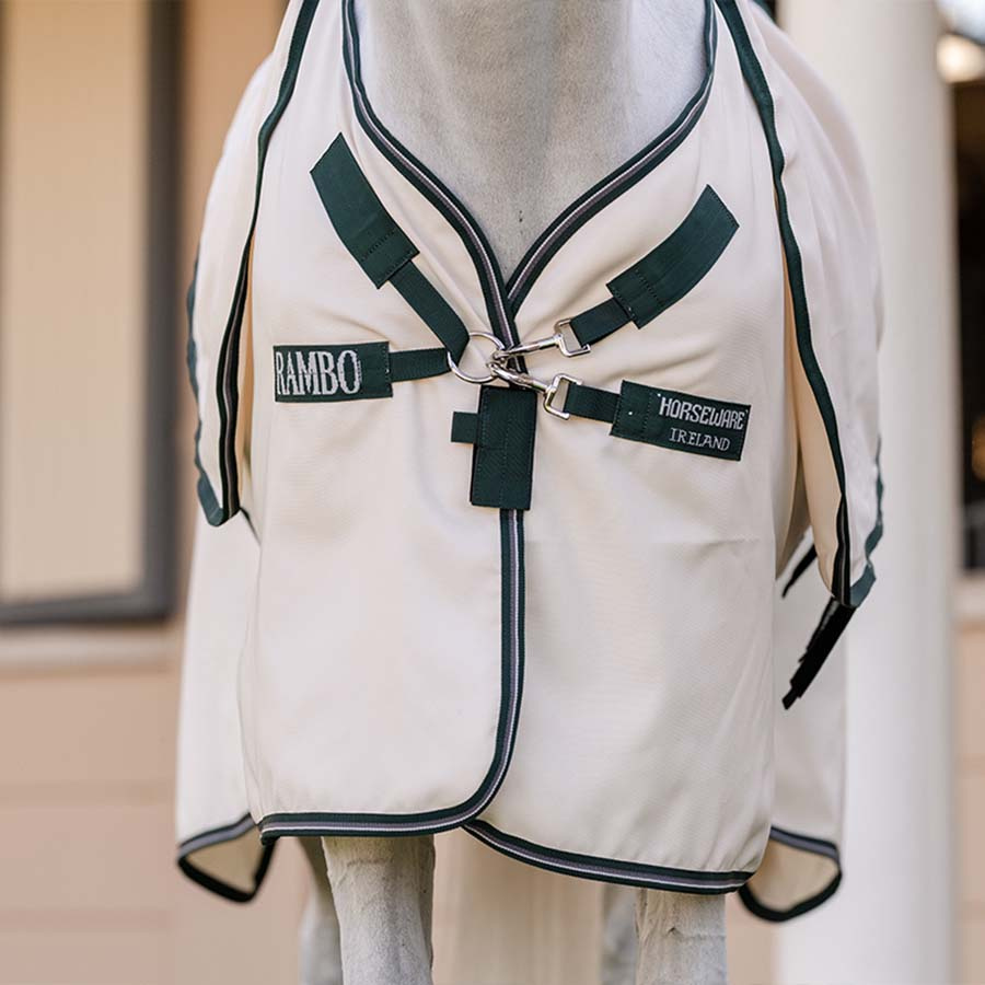 Vliegen- en eczeemdeken Rambo Hoody XL Beige/Groen/Zilver