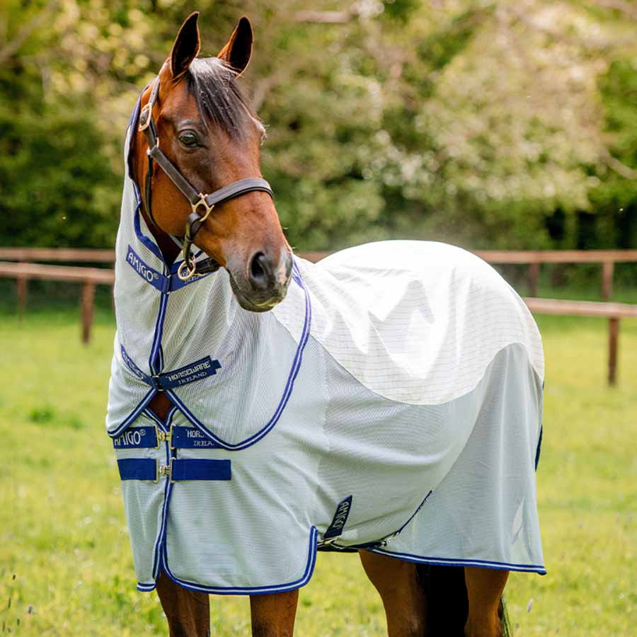 Vliegen- en zomerdeken Amigo Airflow Plus Wit/Grijs/Blauw