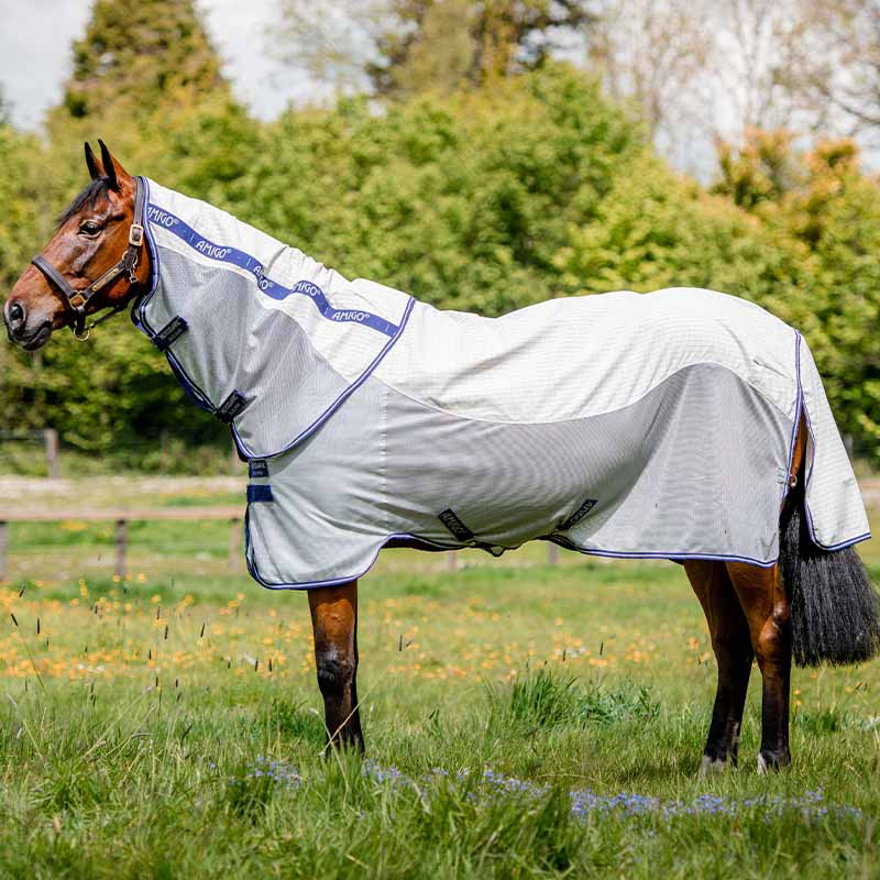 Vliegen- en zomerdeken Amigo Airflow Plus Wit/Grijs/Blauw