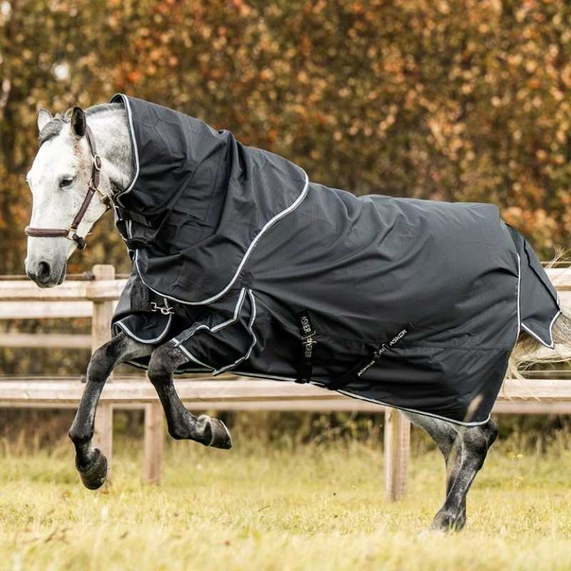 Regendeken met hals Turnout Plus 0g 1200D Zwart