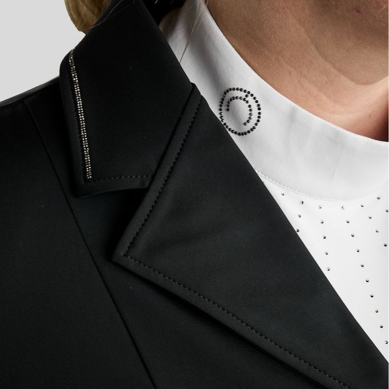 Wedstrijdjas MoFlair Softshell Gun Metal Crystals Curve Zwart