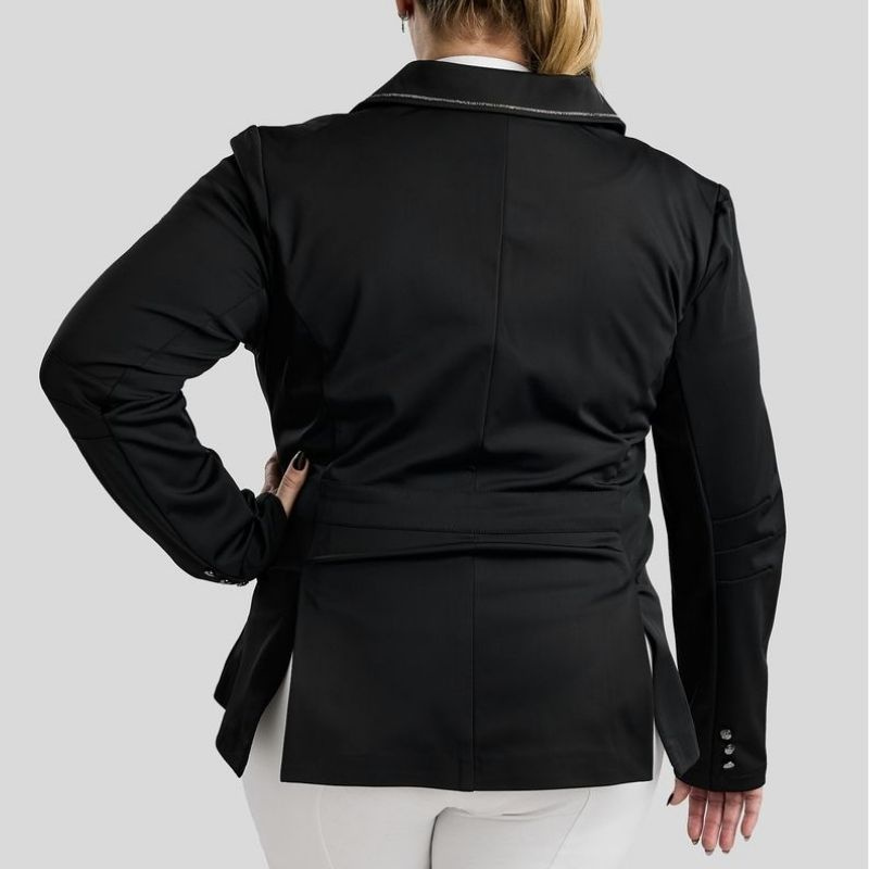 Wedstrijdjas MoFlair Softshell Gun Metal Crystals Curve Zwart