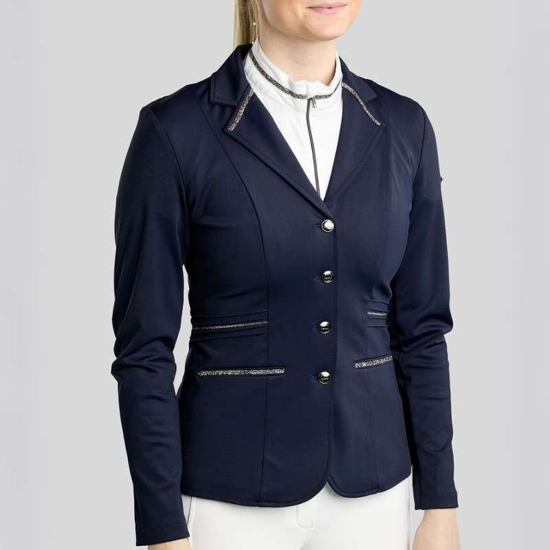 Wedstrijdjas MoKelly Softshell Gun Metal Crystals Marineblauw