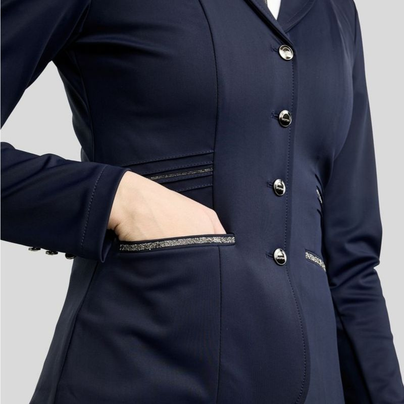 Wedstrijdjas MoKelly Softshell Gun Metal Crystals Marineblauw