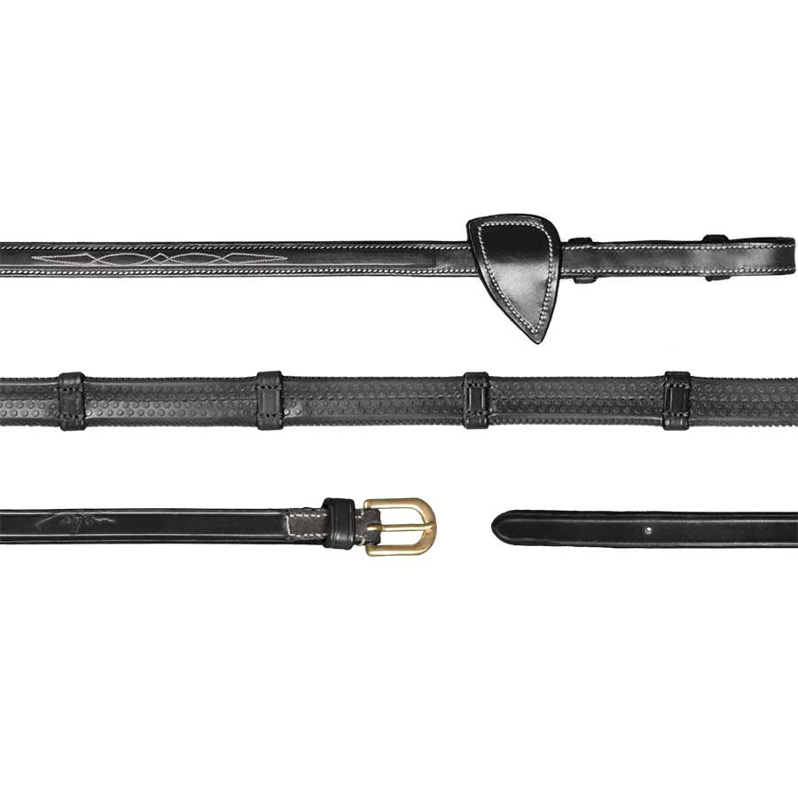 Rubberen teugels met stops 13mm DC Zwart