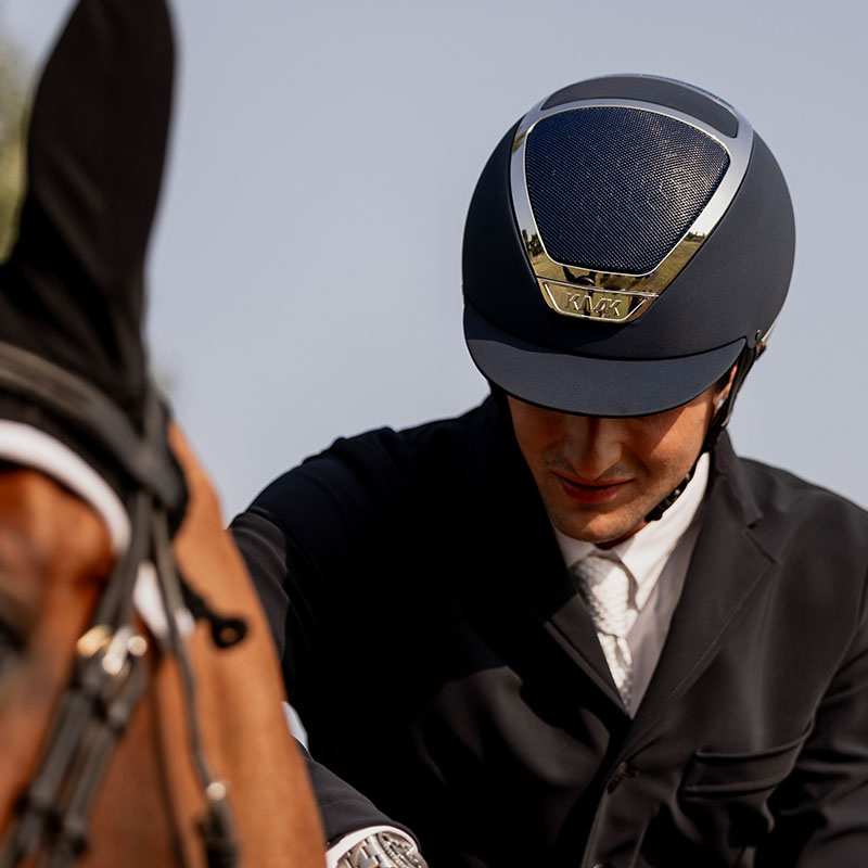 Paardrijcap Dogma Chrome Marineblauw/Zilver