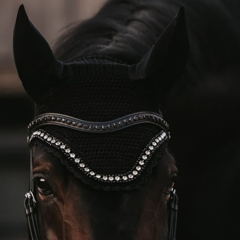 Frontriem V-form Black Swarovski New English Collection Zwart