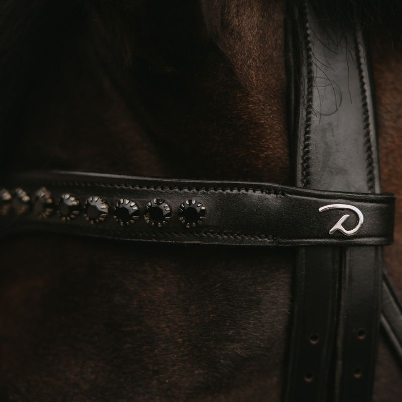 Frontriem V-form Black Swarovski New English Collection Zwart