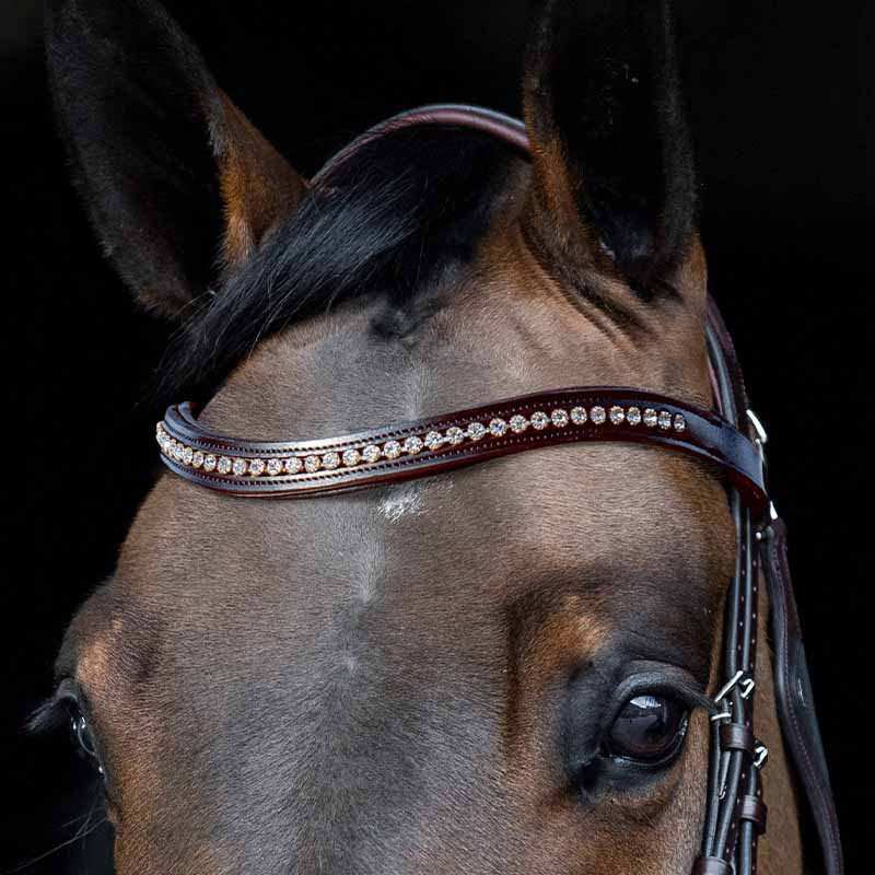 Frontriem Strass U-vorm Bruin