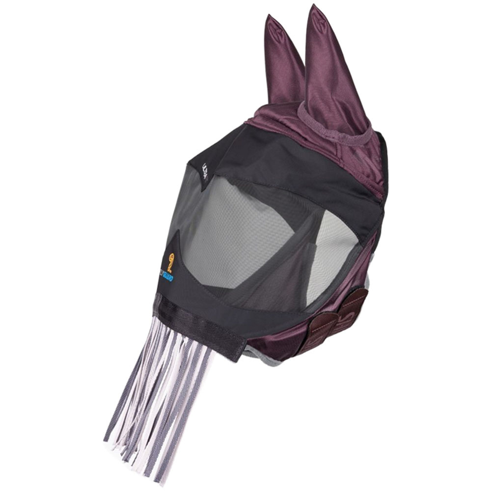 Vliegenmasker Deluxe with Ears & Nose Fringe Bordeaux
