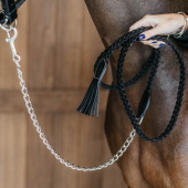Leren halstertouw met ketting Plaited Working Collection Zwart Leren halstertouw met ketting Plaited Working Collection Zwart